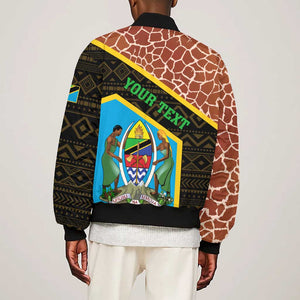 Tanzania Union Day 2024 Bomber Jacket Uhuru na Umoja Giraffe Pattern