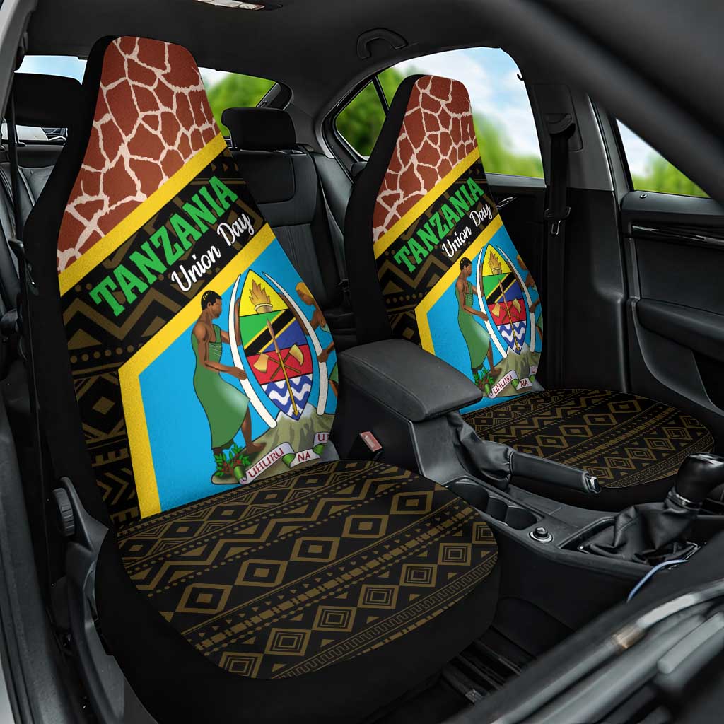 Tanzania Union Day 2024 Car Seat Cover Uhuru na Umoja Giraffe Pattern