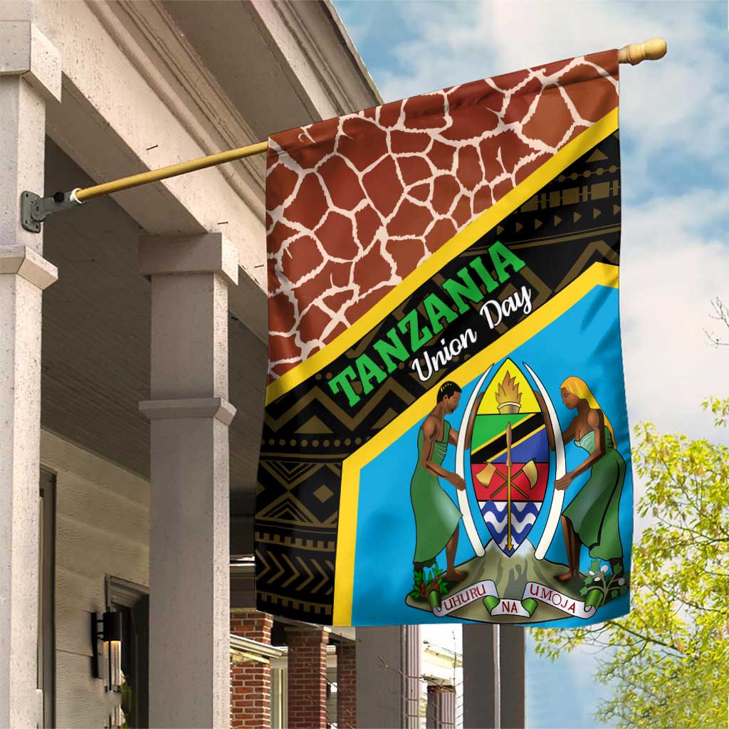 Tanzania Union Day 2024 Garden Flag Uhuru na Umoja Giraffe Pattern