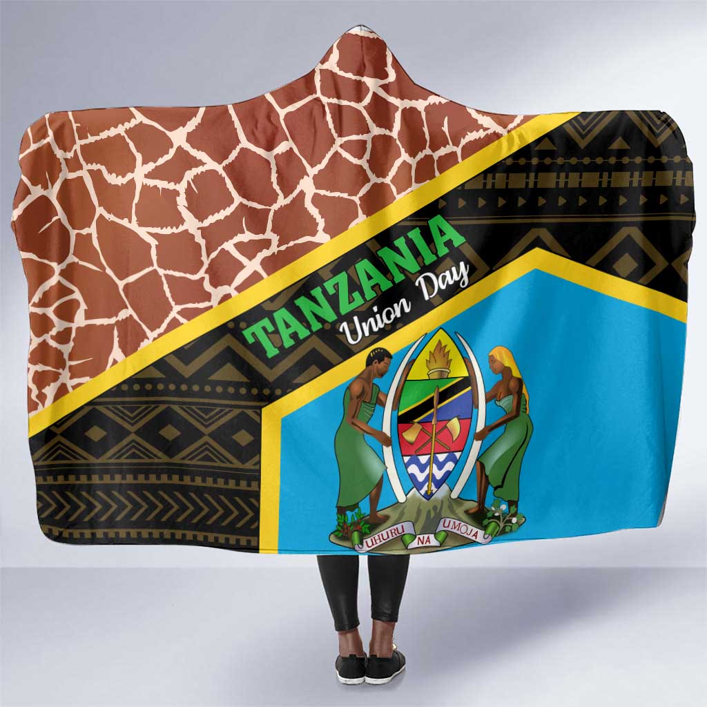 Tanzania Union Day 2024 Hooded Blanket Uhuru na Umoja Giraffe Pattern