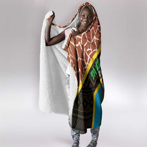 Tanzania Union Day 2024 Hooded Blanket Uhuru na Umoja Giraffe Pattern