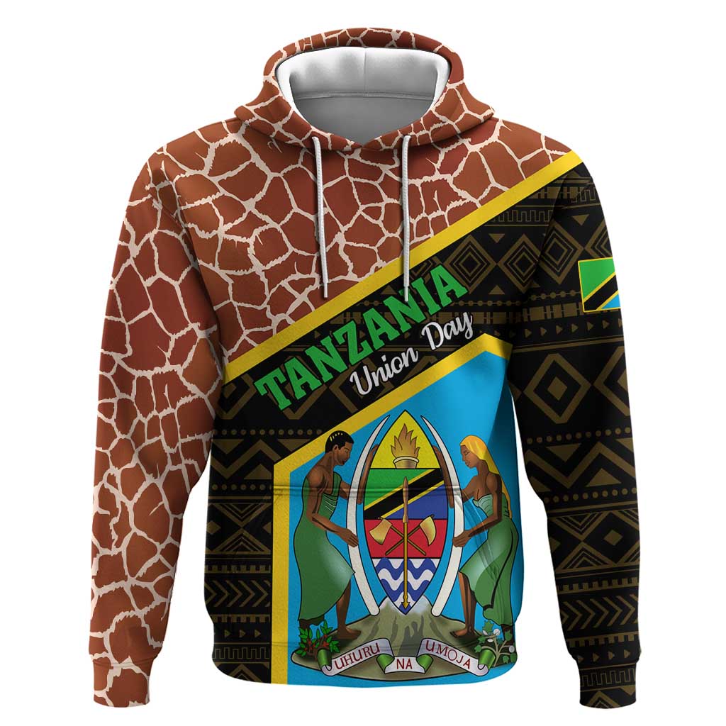 Tanzania Union Day 2024 Hoodie Uhuru na Umoja Giraffe Pattern