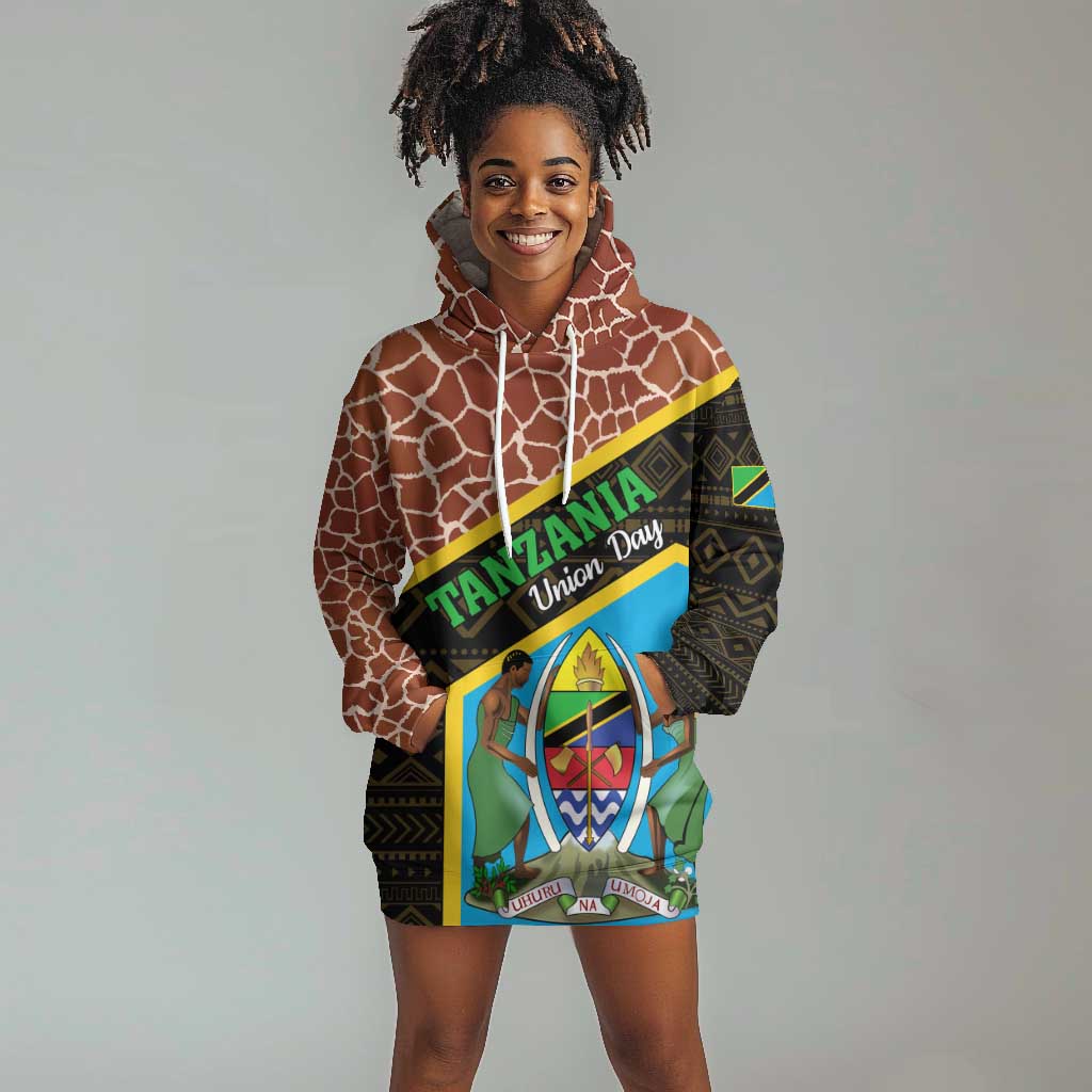 Tanzania Union Day 2024 Hoodie Dress Uhuru na Umoja Giraffe Pattern