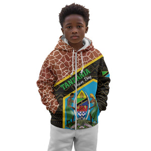 Tanzania Union Day 2024 Kid Hoodie Uhuru na Umoja Giraffe Pattern