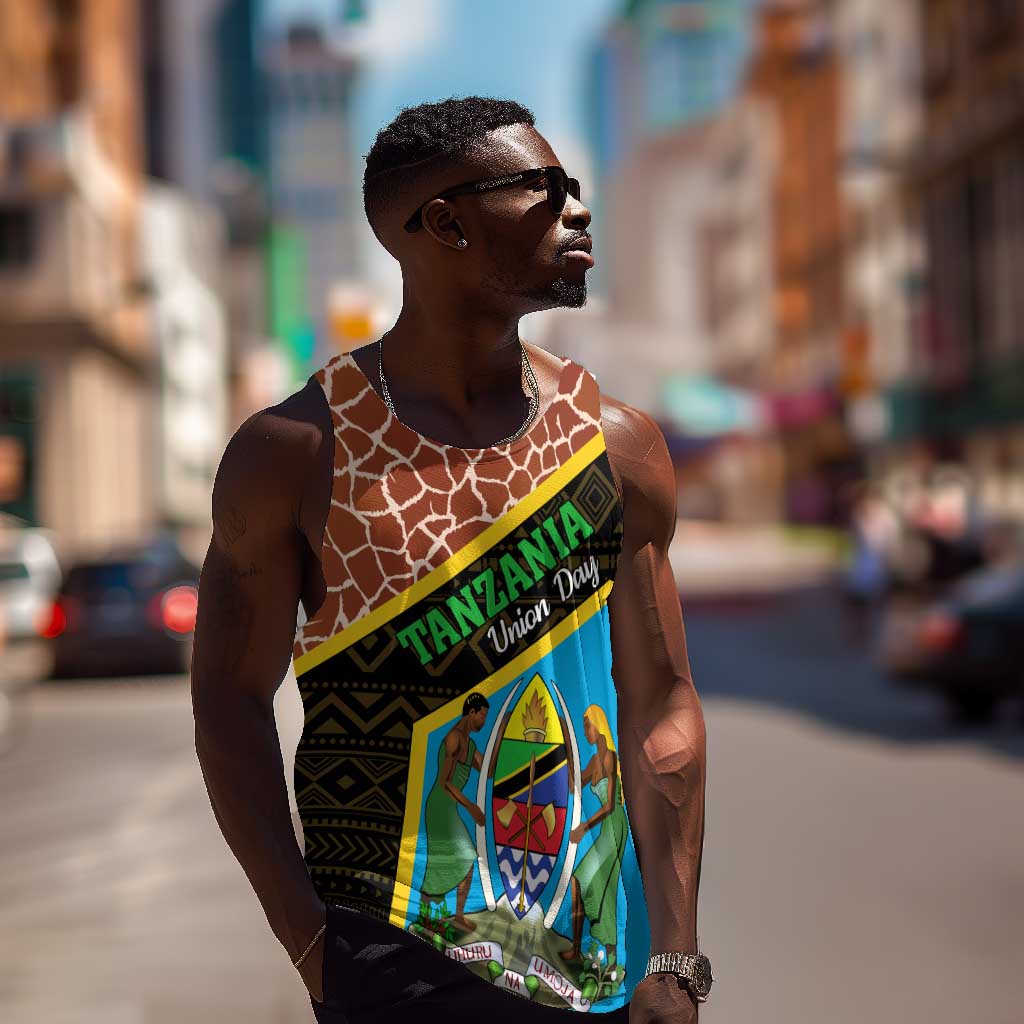 Tanzania Union Day 2024 Men Tank Top Uhuru na Umoja Giraffe Pattern