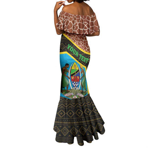 Tanzania Union Day 2024 Mermaid Dress Uhuru na Umoja Giraffe Pattern