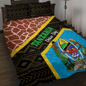 Tanzania Union Day 2024 Quilt Bed Set Uhuru na Umoja Giraffe Pattern