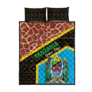 Tanzania Union Day 2024 Quilt Bed Set Uhuru na Umoja Giraffe Pattern