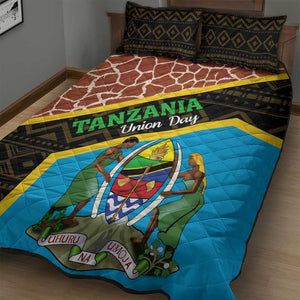 Tanzania Union Day 2024 Quilt Bed Set Uhuru na Umoja Giraffe Pattern