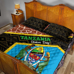 Tanzania Union Day 2024 Quilt Bed Set Uhuru na Umoja Giraffe Pattern