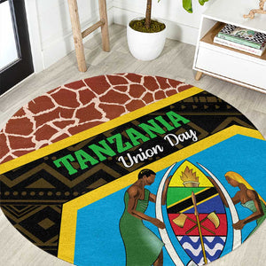 Tanzania Union Day 2024 Round Carpet Uhuru na Umoja Giraffe Pattern