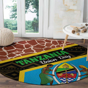 Tanzania Union Day 2024 Round Carpet Uhuru na Umoja Giraffe Pattern