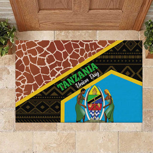 Tanzania Union Day 2024 Rubber Doormat Uhuru na Umoja Giraffe Pattern