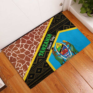 Tanzania Union Day 2024 Rubber Doormat Uhuru na Umoja Giraffe Pattern