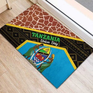 Tanzania Union Day 2024 Rubber Doormat Uhuru na Umoja Giraffe Pattern