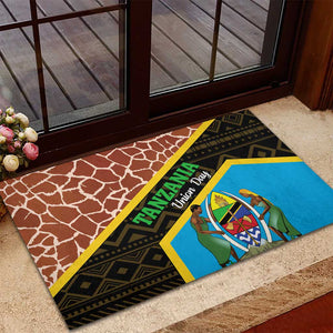 Tanzania Union Day 2024 Rubber Doormat Uhuru na Umoja Giraffe Pattern