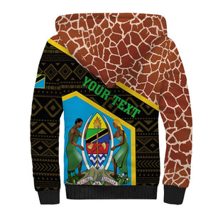 Tanzania Union Day 2024 Sherpa Hoodie Uhuru na Umoja Giraffe Pattern