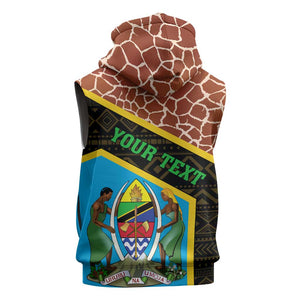 Tanzania Union Day 2024 Sleeveless Zip Hoodie Uhuru na Umoja Giraffe Pattern - African Pride