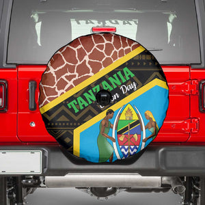 Tanzania Union Day 2024 Spare Tire Cover Uhuru na Umoja Giraffe Pattern