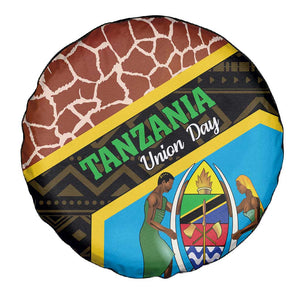 Tanzania Union Day 2024 Spare Tire Cover Uhuru na Umoja Giraffe Pattern