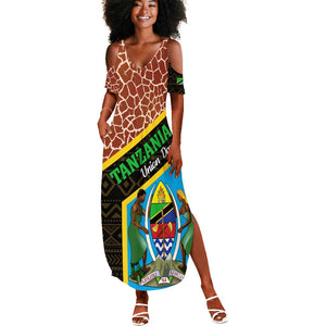 Tanzania Union Day 2024 Summer Maxi Dress Uhuru na Umoja Giraffe Pattern