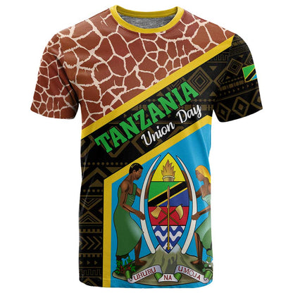 Tanzania Union Day 2024 T shirt Uhuru na Umoja Giraffe Pattern