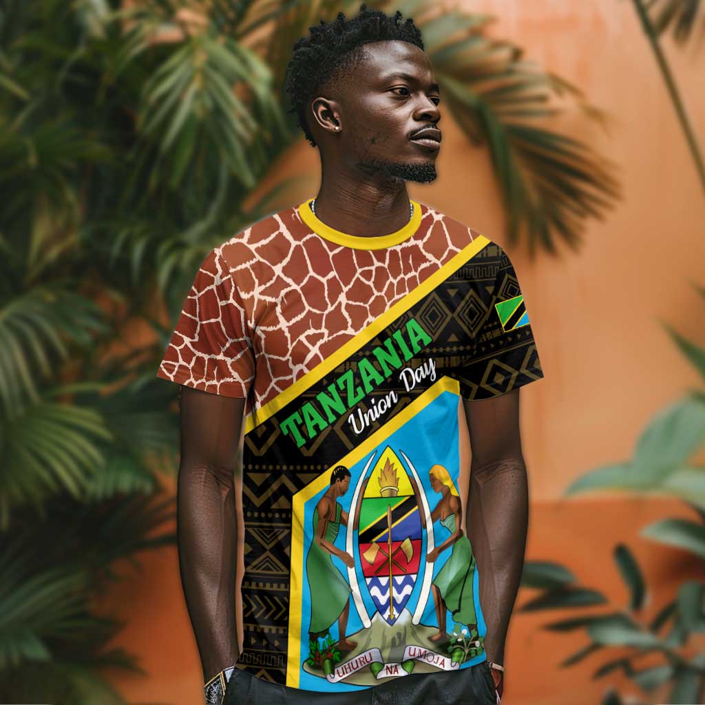 Tanzania Union Day 2024 T shirt Uhuru na Umoja Giraffe Pattern
