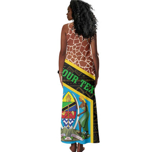 Tanzania Union Day 2024 Tank Maxi Dress Uhuru na Umoja Giraffe Pattern