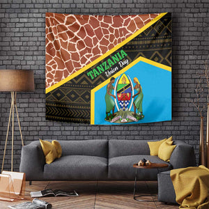 Tanzania Union Day 2024 Tapestry Uhuru na Umoja Giraffe Pattern