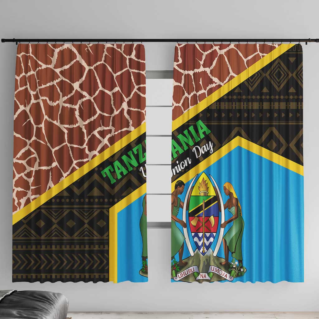 Tanzania Union Day 2024 Window Curtain Uhuru na Umoja Giraffe Pattern