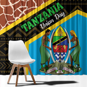 Tanzania Union Day 2024 Window Curtain Uhuru na Umoja Giraffe Pattern