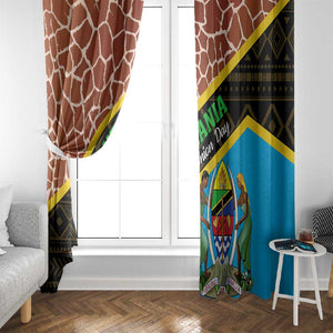 Tanzania Union Day 2024 Window Curtain Uhuru na Umoja Giraffe Pattern