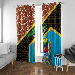 Tanzania Union Day 2024 Window Curtain Uhuru na Umoja Giraffe Pattern