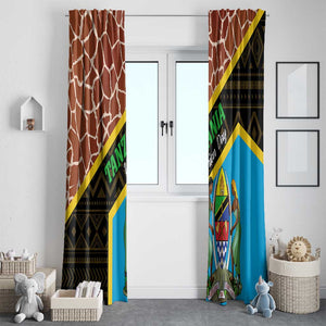 Tanzania Union Day 2024 Window Curtain Uhuru na Umoja Giraffe Pattern