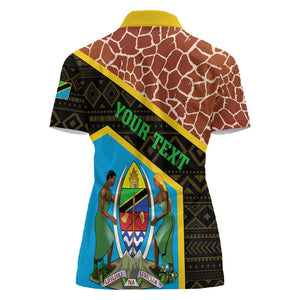 Tanzania Union Day 2024 Women Polo Shirt Uhuru na Umoja Giraffe Pattern