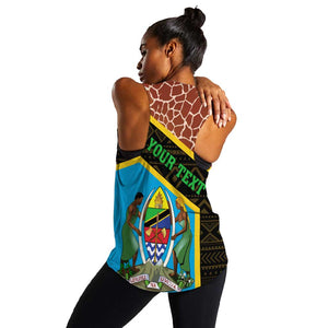 Tanzania Union Day 2024 Women Racerback Tank Uhuru na Umoja Giraffe Pattern