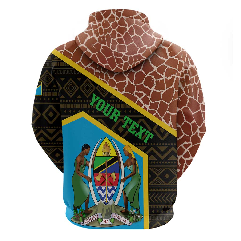 Tanzania Union Day 2024 Zip Hoodie Uhuru na Umoja Giraffe Pattern