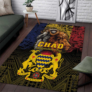 Chad Independence Day 1960 Area Rug Tchad Goat and Lion African Pattern