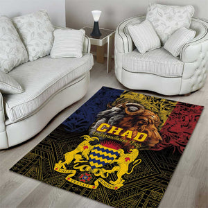 Chad Independence Day 1960 Area Rug Tchad Goat and Lion African Pattern