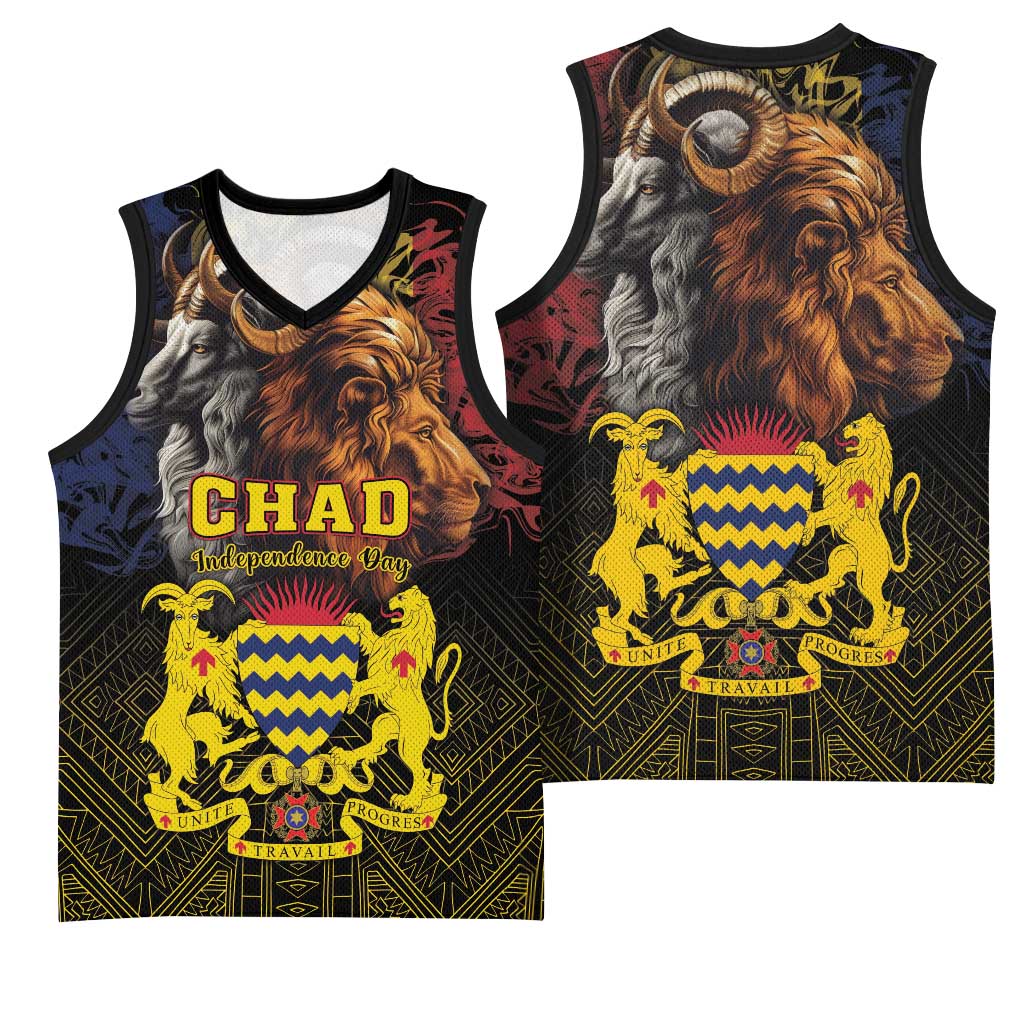 Chad Independence Day 1960 Basketball Jersey Tchad Goat and Lion African Pattern LT01