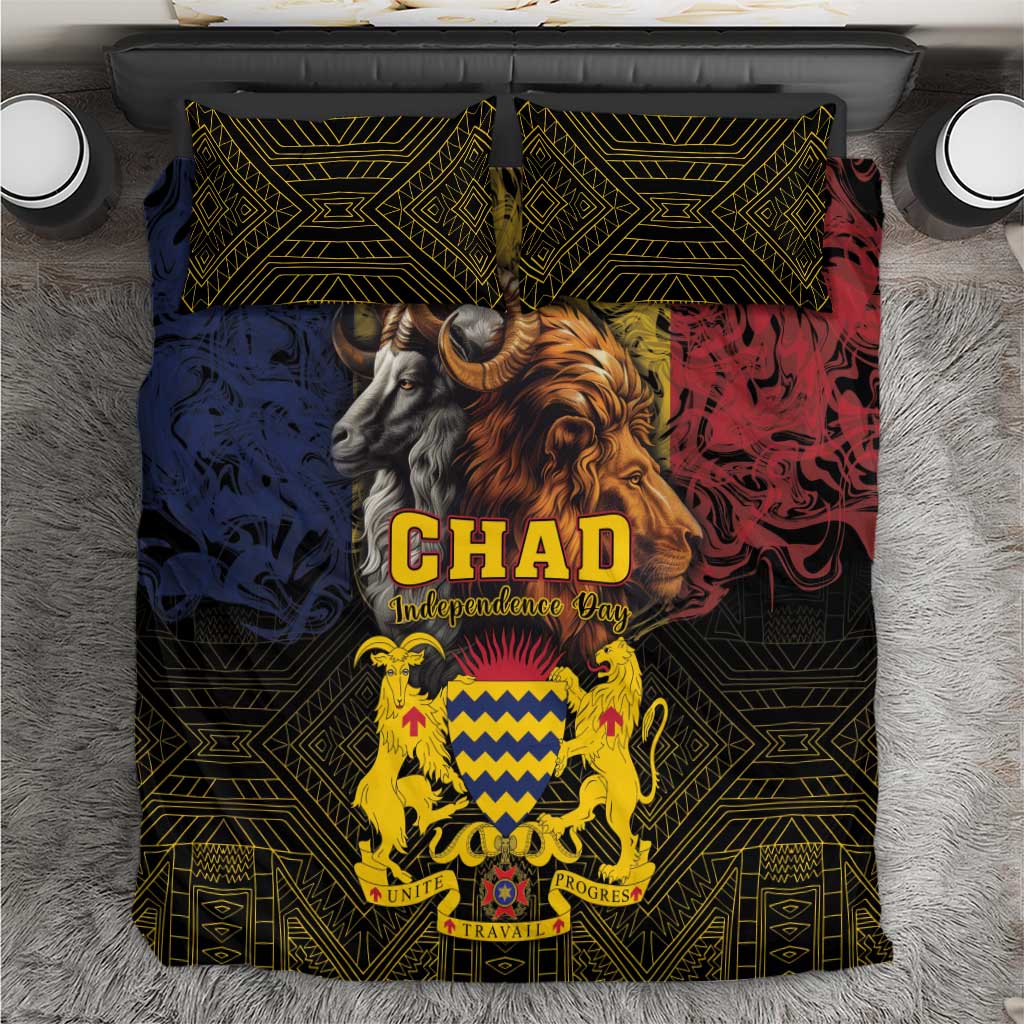 Chad Independence Day 1960 Bedding Set Tchad Goat and Lion African Pattern