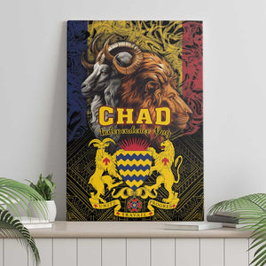 Chad Independence Day 1960 Canvas Wall Art Tchad Goat and Lion African Pattern