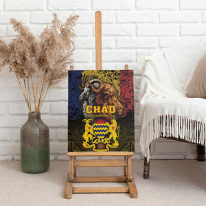 Chad Independence Day 1960 Canvas Wall Art Tchad Goat and Lion African Pattern