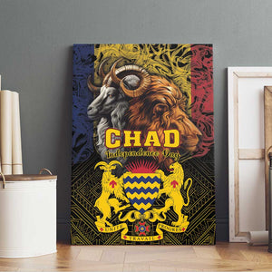 Chad Independence Day 1960 Canvas Wall Art Tchad Goat and Lion African Pattern