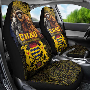 Chad Independence Day 1960 Car Seat Cover Tchad Goat and Lion African Pattern