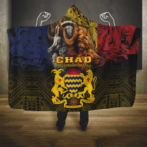 Chad Independence Day 1960 Hooded Blanket Tchad Goat and Lion African Pattern