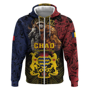 Chad Independence Day 1960 Hoodie Tchad Goat and Lion African Pattern