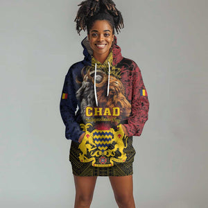 Chad Independence Day 1960 Hoodie Dress Tchad Goat and Lion African Pattern