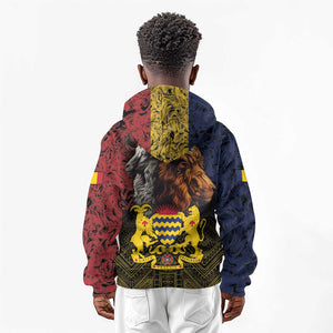 Chad Independence Day 1960 Kid Hoodie Tchad Goat and Lion African Pattern