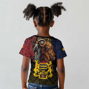 Chad Independence Day 1960 Kid T shirt Tchad Goat and Lion African Pattern